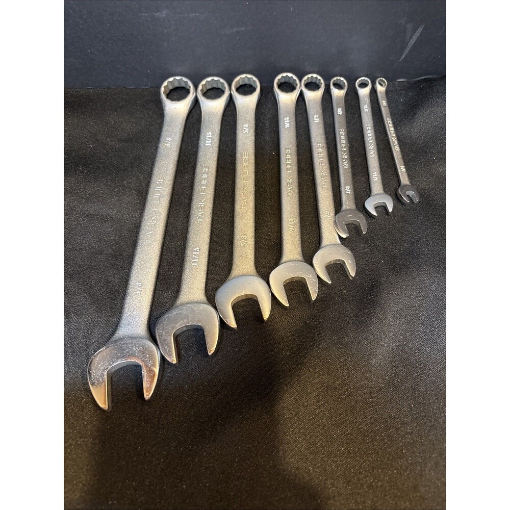 Lot Of 8 Task force Combination Wrench SAE Tool Set 1/4”-3/4” Great Condition